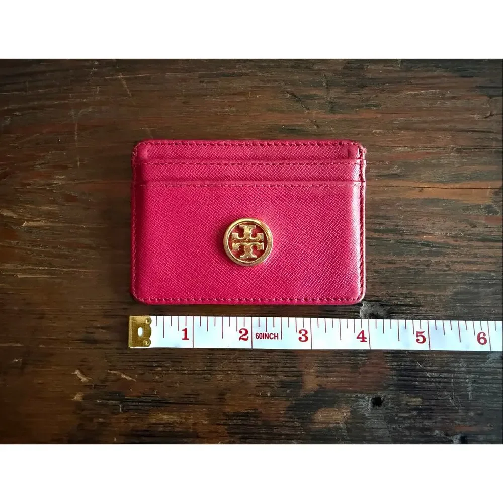TORY BURCH Slim Red Leather Credit Card Wallet